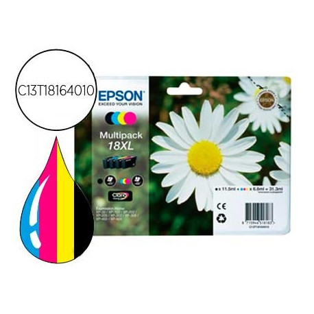 INK-JET EPSON MULTIPACK T18XL NEGRO AMARILLO CIAN Y MAGENTA XP-102 XP-205 XP-305 XP-405 CAPACIDAD 47