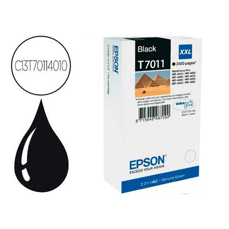 INK-JET EPSON STYLUS T7011 NEGRO XL WP-4000 4500 CAPACIDAD 3400 PAG