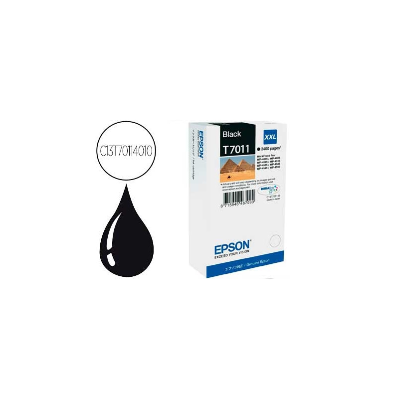 INK-JET EPSON STYLUS T7011 NEGRO XL WP-4000 4500 CAPACIDAD 3400 PAG