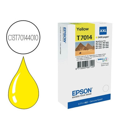 INK-JET EPSON STYLUS T7014 AMARILLO XL WP-4000 4500 CAPACIDAD 3400 PAG