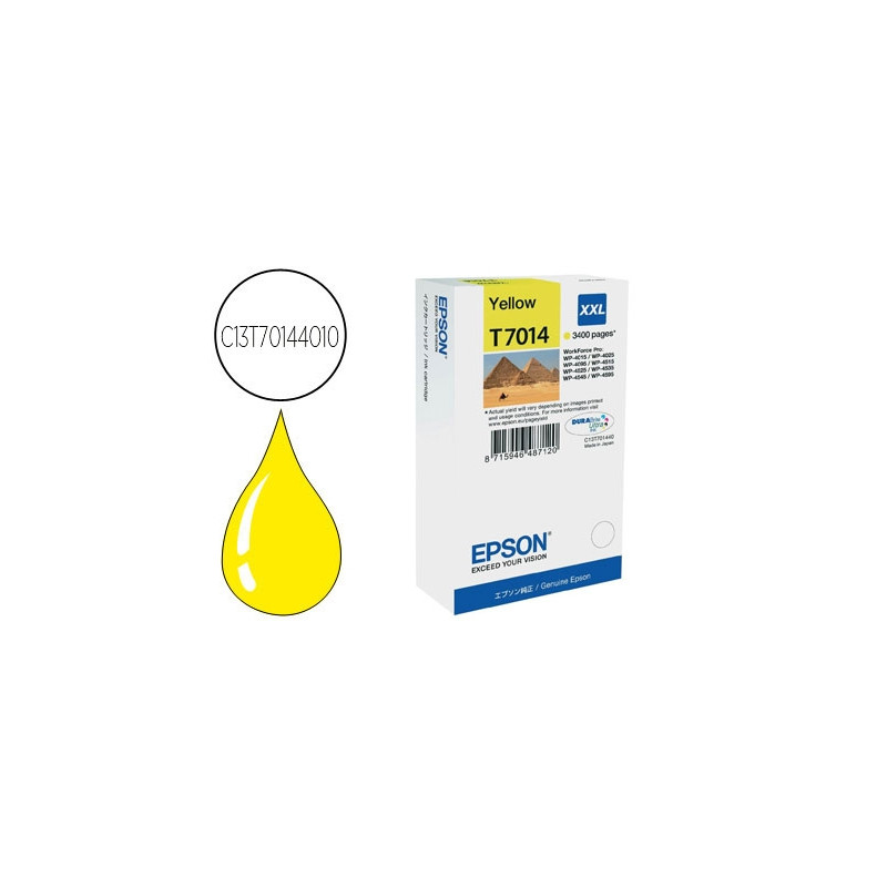 INK-JET EPSON STYLUS T7014 AMARILLO XL WP-4000 4500 CAPACIDAD 3400 PAG