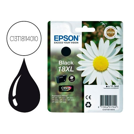 INK-JET EPSON T18XL NEGRO EXPRESSION HOME XP-102 XP-205 XP-305 XP-405 CAPACIDAD 470 PAG