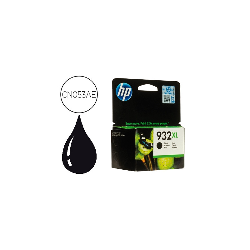 INK-JET HP 932XL NEGRO CN053AE OFFICEJET 6100/6600 CAPACIDAD 1000 PAG