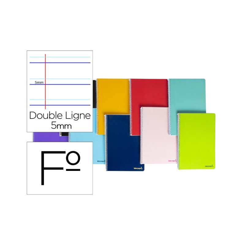 CUADERNO ESPIRAL LIDERPAPEL FOLIO SMART TAPA BLANDA 80H 60GR RAYADO MONTESSORI 5MM CON MARGEN COLORE