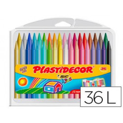 LAPICES CERA PLASTIDECOR CAJA DE 36 COLORES SURTIDOS