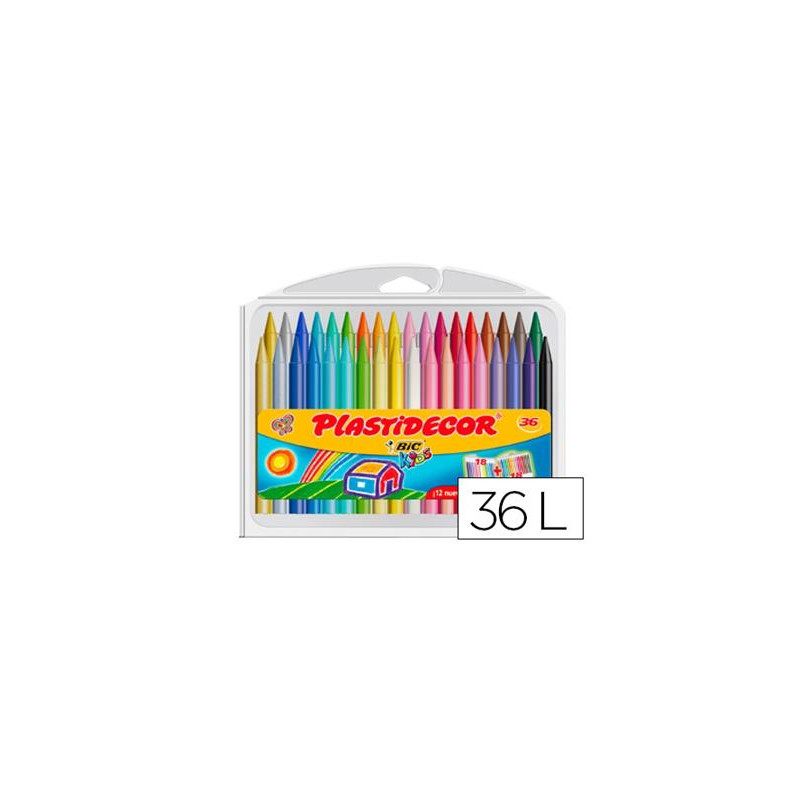 LAPICES CERA PLASTIDECOR CAJA DE 36 COLORES SURTIDOS