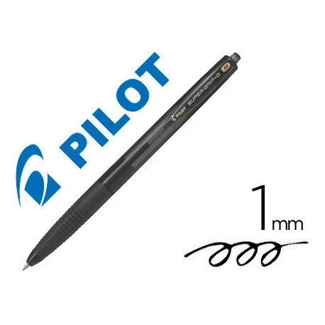 BOLIGRAFO PILOT SUPER GRIP G NEGRO RETRACTIL SUJECION DE CAUCHO TINTA BASE DE ACEITE