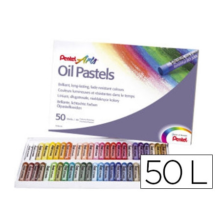 LAPICES PENTEL OIL PASTEL CAJA DE 50 COLORES SURTIDOS