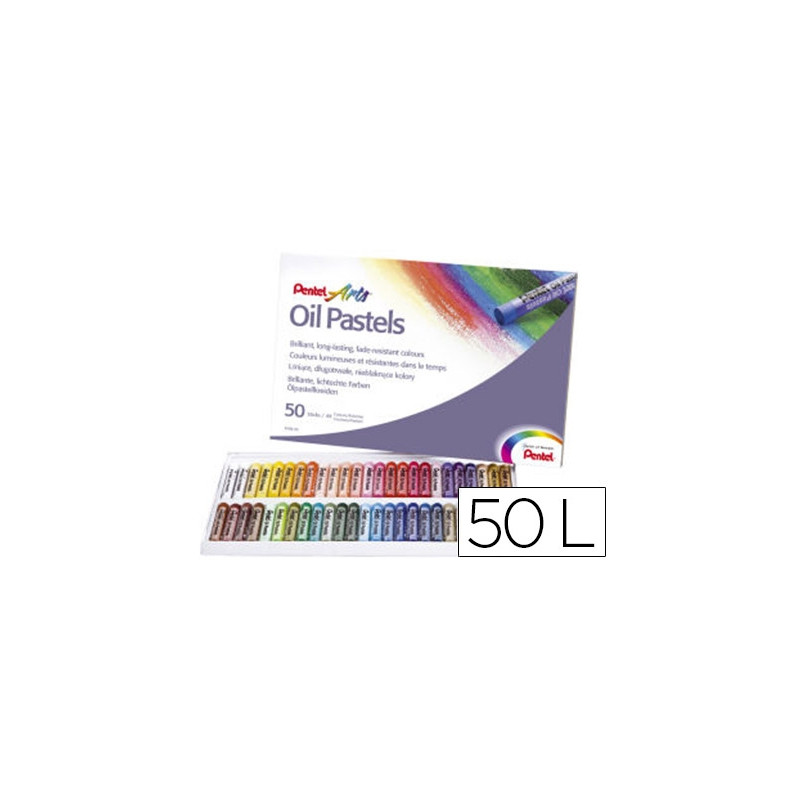 LAPICES PENTEL OIL PASTEL CAJA DE 50 COLORES SURTIDOS