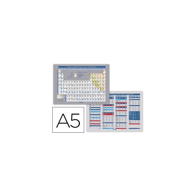 TABLA PERIODICA DE ELEMENTOS EDIGOL IMPRESA A DOBLE CARA PLASTIFICADA DIN A5