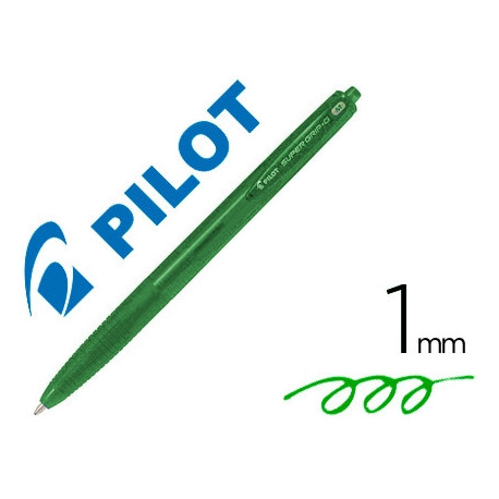 BOLIGRAFO PILOT SUPER GRIP G VERDE RETRACTIL SUJECION DE CAUCHO TINTA BASE DE ACEITE