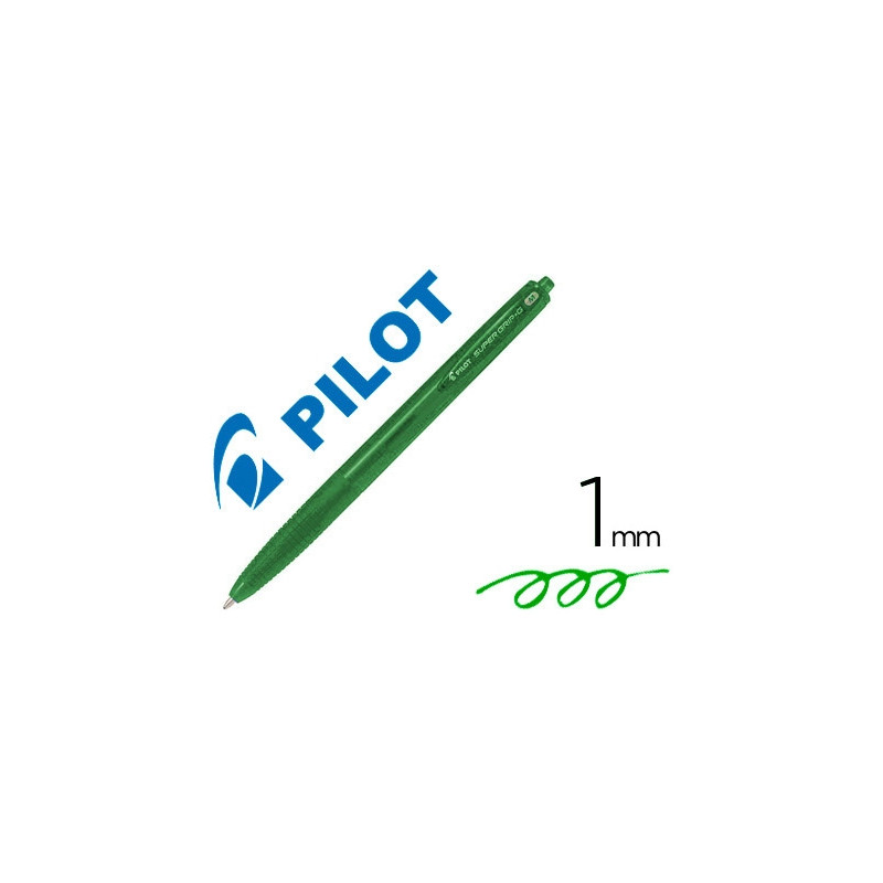 BOLIGRAFO PILOT SUPER GRIP G VERDE RETRACTIL SUJECION DE CAUCHO TINTA BASE DE ACEITE