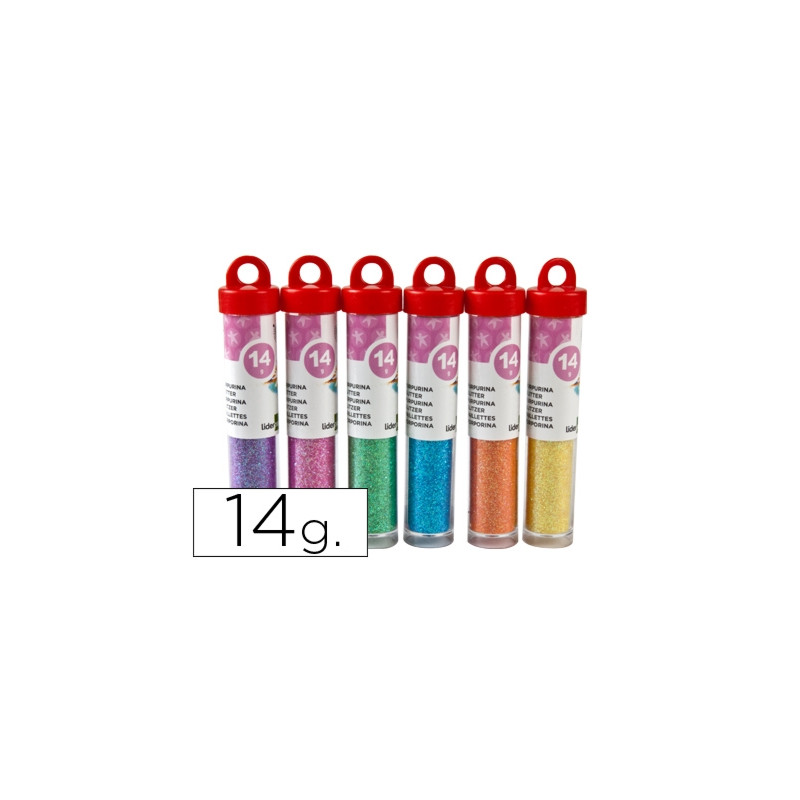 PURPURINA LIDERPAPEL FANTASIA COLORES METALICOS PASTELES BOTE DE 14 GR