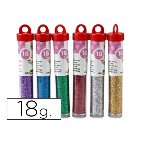 PURPURINA LIDERPAPEL FANTASIA COLORES METALICOS SURTIDOS BOTE DE 18 GR