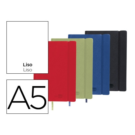 LIBRETA LIDERPAPEL SIMIL PIEL A5 120 HOJAS 70G/M2 LISO COLORES SURTIDOS