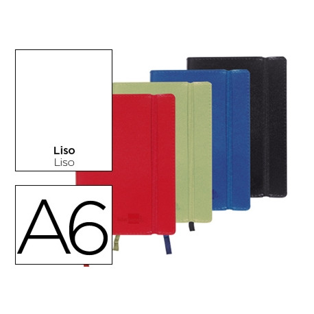 LIBRETA LIDERPAPEL SIMIL PIEL A6 120 HOJAS 70G/M2 LISO COLORES SURTIDOS