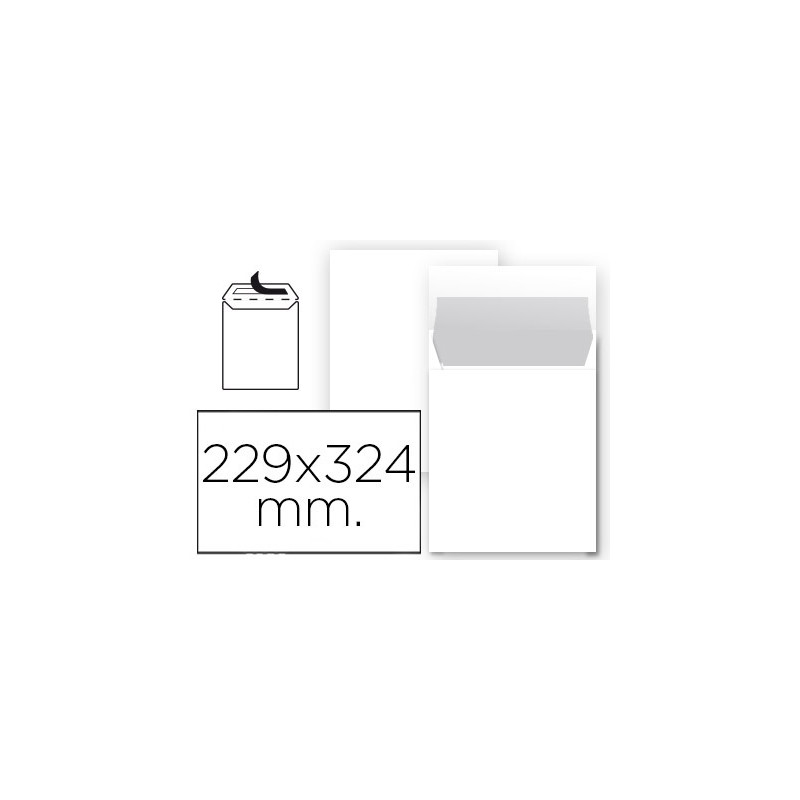 SOBRE LIDERPAPEL BOLSA N 8 BLANCO DIN 229X324 MM TIRA DE SILICONA PAQUETE DE 25 UNIDADES