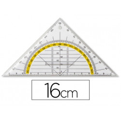 ESCUADRA LIDERPAPEL GEOMETRIA 16 CM PLASTICO CRISTAL CON PESTA?A DE SUJECCION