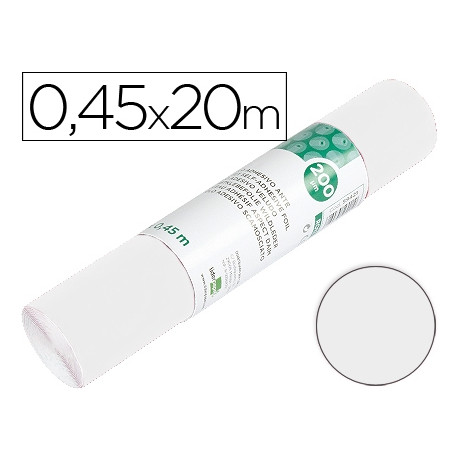 ROLLO ADHESIVO LIDERPAPEL UNICOLOR BLANCO BRILLO ROLLO DE 0,45 X 20 MT