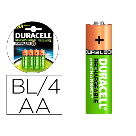 PILA DURACELL RECARGABLE STAYCHARGED AA 2500 MAH BLISTER DE 4 UNIDADES