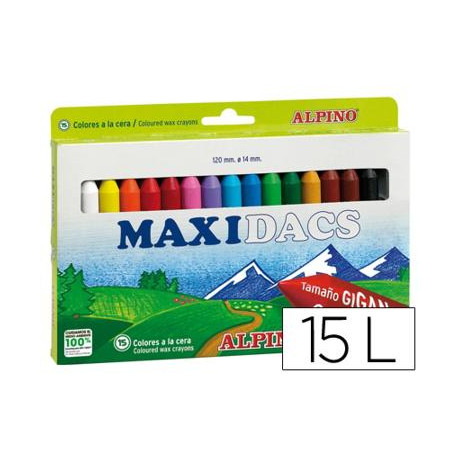 LAPICES CERA ALPINO MAXIDACS CAJA DE 15 UNIDADES COLORES SURTIDOS