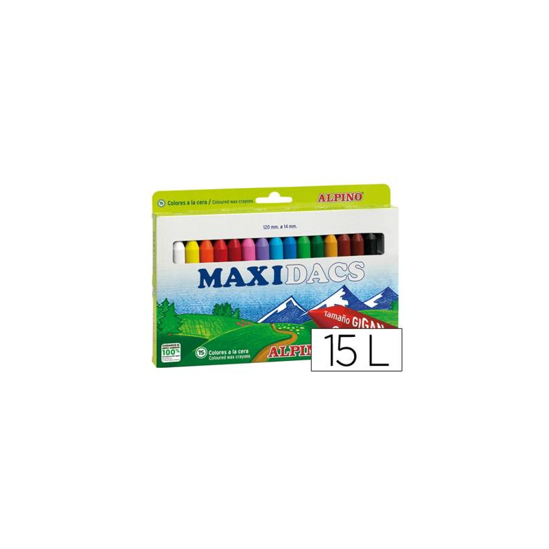 LAPICES CERA ALPINO MAXIDACS CAJA DE 15 UNIDADES COLORES SURTIDOS