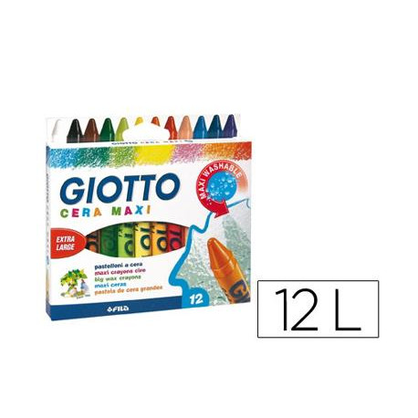 LAPICES CERA GIOTTO MAXI CAJA DE 12 COLORES SURTIDOS