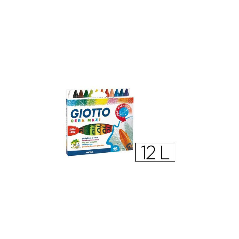 LAPICES CERA GIOTTO MAXI CAJA DE 12 COLORES SURTIDOS