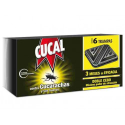 TRAMPA CUCAL CONTRA CUCARACHAS Y HUEVOS DOBLE CEBO 3 MESES DE EFICACIA PACK DE 6 TRAMPAS