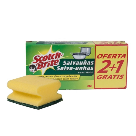 ESTROPAJO SALVAU?AS SCOTCH BRITE FIBRA VERDE PAQUETE 3X2