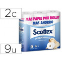 PAPEL HIGIENICO SCOTTEX MEGARROLLO DOBLE LARGO 2 CAPAS PAQUETE DE 6 ROLLOS