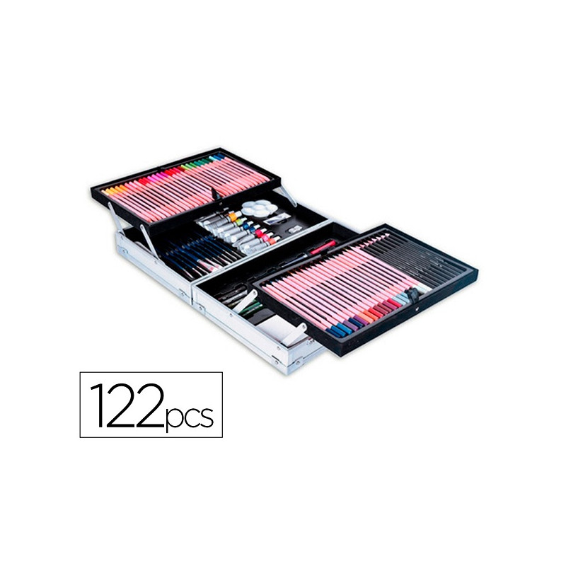 MALETIN DE PINTURAS DALER ROWNEY METALICO 122 PIEZAS 347X94X240 MM