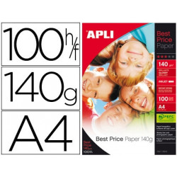 PAPEL FOTOGRAFICO APLI GLOSSY DIN A4 140 GR