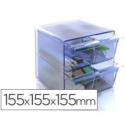 ARCHICUBO ARCHIVO 2000 4 CAJONES ORGANIZADOR MODULAR PLASTICO AZUL TRANSPARENTE 190X150X150 MM