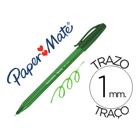 BOLIGRAFO PAPER MATE INKJOY 100 PUNTA MEDIA TRAZO 1 MM VERDE