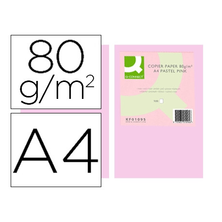 PAPEL COLOR Q-CONNECT DIN A4 80 GR ROSA PAQUETE DE 500 HOJAS