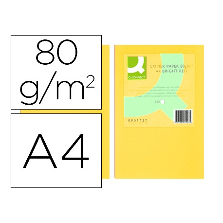 PAPEL COLOR Q-CONNECT DIN A4 80GR AMARILLO PAQUETE DE 500 HOJAS