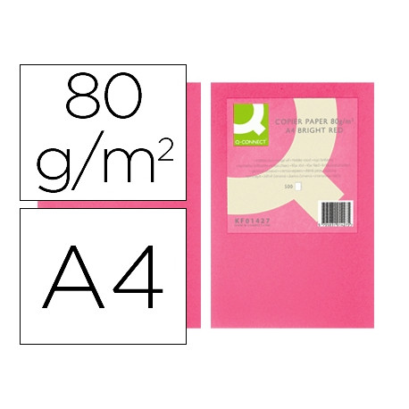 PAPEL COLOR Q-CONNECT DIN A4 80GR ROSA INTENSO PAQUETE DE 500 HOJAS