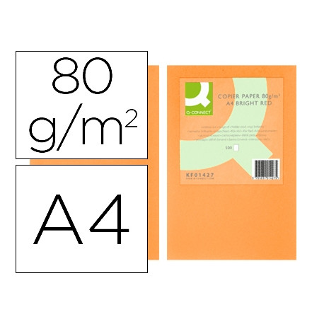 PAPEL COLOR Q-CONNECT DIN A4 80GR NARANJA NEON PAQUETE DE 500 HOJAS