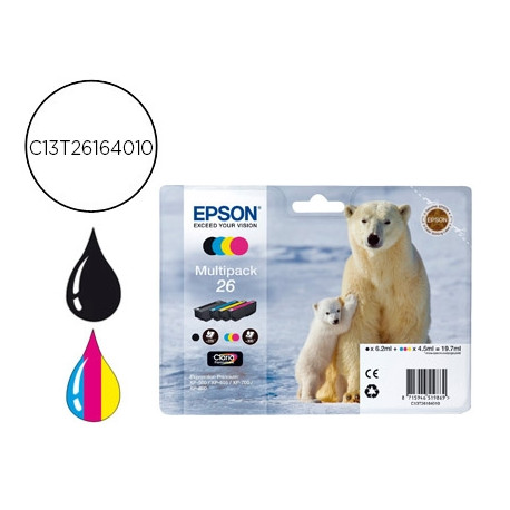 INK-JET EPSON 26XP 600 / 605 / 700 / 800 AMARILLO CIAN MAGENTA NEGRO 300 PAG