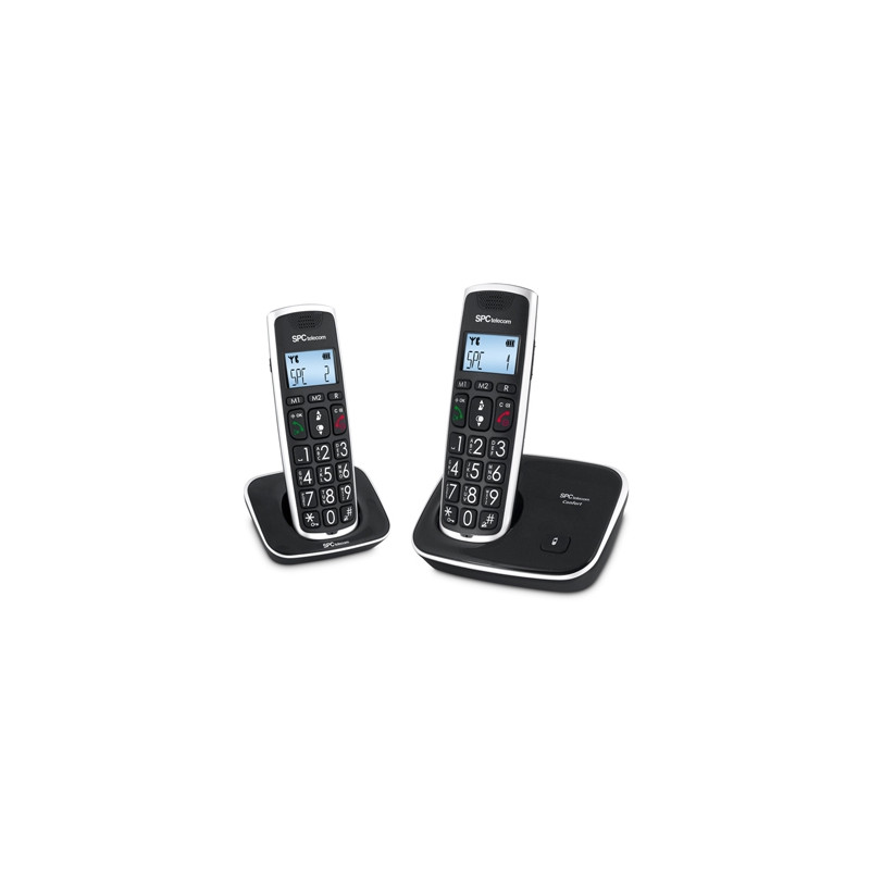 TELEFONO INALAMBRICO SPC DUO TELECOM 7609-N COLOR NEGRO IDENTIFICADOR DE LLAMADAS AGENDA PANTALLA