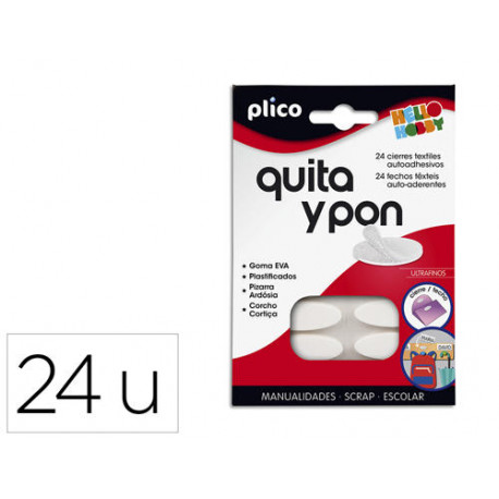 VELCRO ADHESIVO OVALADO PLICO QUITA Y PON BLISTER DE 24 UNIDADES