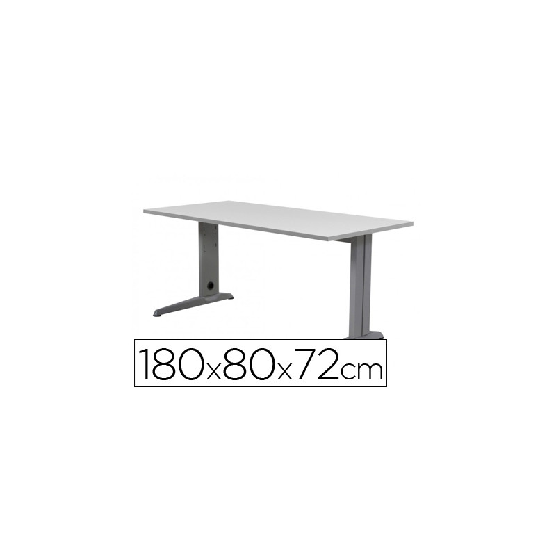 MESA DE OFICINA ROCADA METAL 2003AC02 ALUMINIO /GRIS 180X80 CM