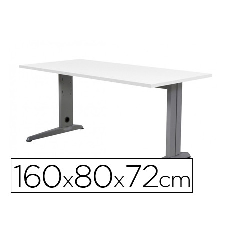 MESA DE OFICINA ROCADA METAL 2002AC04 ALUMINIO /BLANCO 160X80 CM