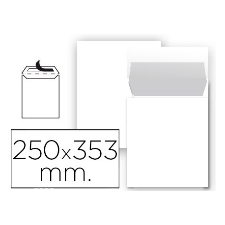 SOBRE LIDERPAPEL BOLSA N 10 BLANCO FOLIO PROLONGADO 250X353 MM TIRA DE SILICONA PAQUETE DE 25 UNIDAD