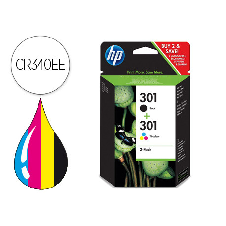 INK JET HP 301 PACK CON TINTA NEGRA Y TINTA TRICOLOR 1000/1001 3000/ 3050/3050SE/3050VE 1050A/2050A/