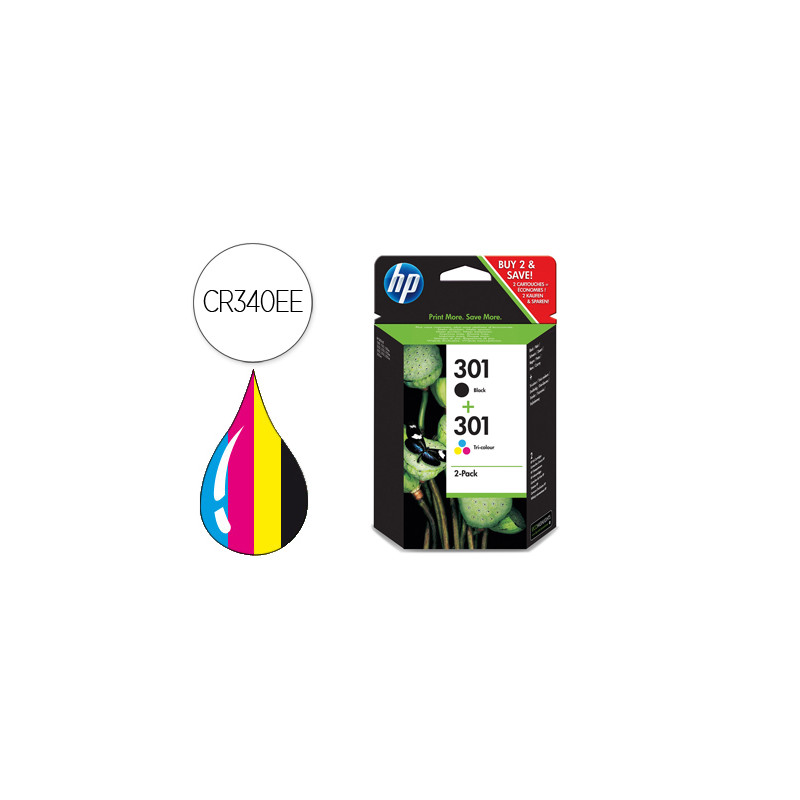 INK JET HP 301 PACK CON TINTA NEGRA Y TINTA TRICOLOR 1000/1001 3000/ 3050/3050SE/3050VE 1050A/2050A/