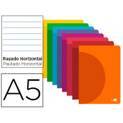 LIBRETA LIDERPAPEL 360 TAPA DE PLASTICO A5 48 HOJAS 90G/M2 HORIZONTAL CON MARGEN COLORES SURTIDOS