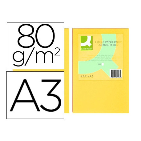 PAPEL COLOR Q-CONNECT DIN A3 80GR AMARILLO PAQUETE DE 500 HOJAS