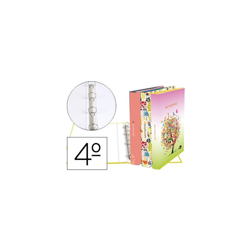 CARPETA LIDERPAPEL 4 ANILLAS 25 MM REDONDAS CARTON FORRADO CUARTO FANTASIA SPRING TIME